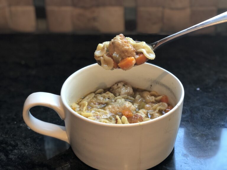 Lemon Parmesan Chicken Meatball Soup